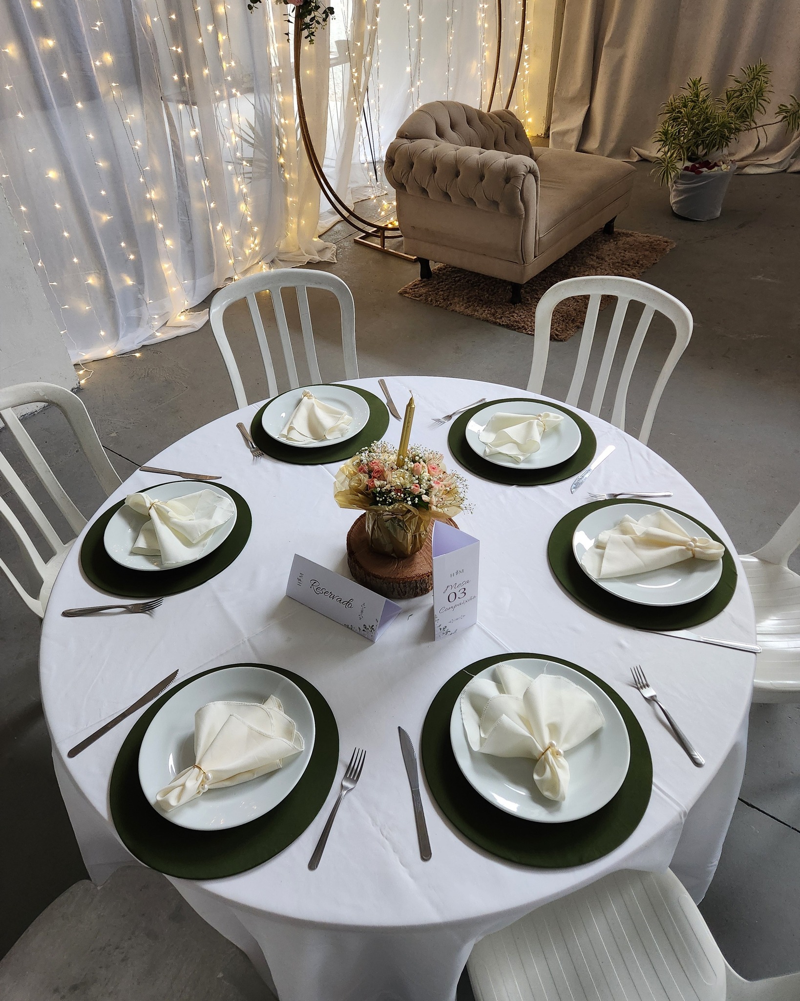 Mesas decoradas no Rancho 517